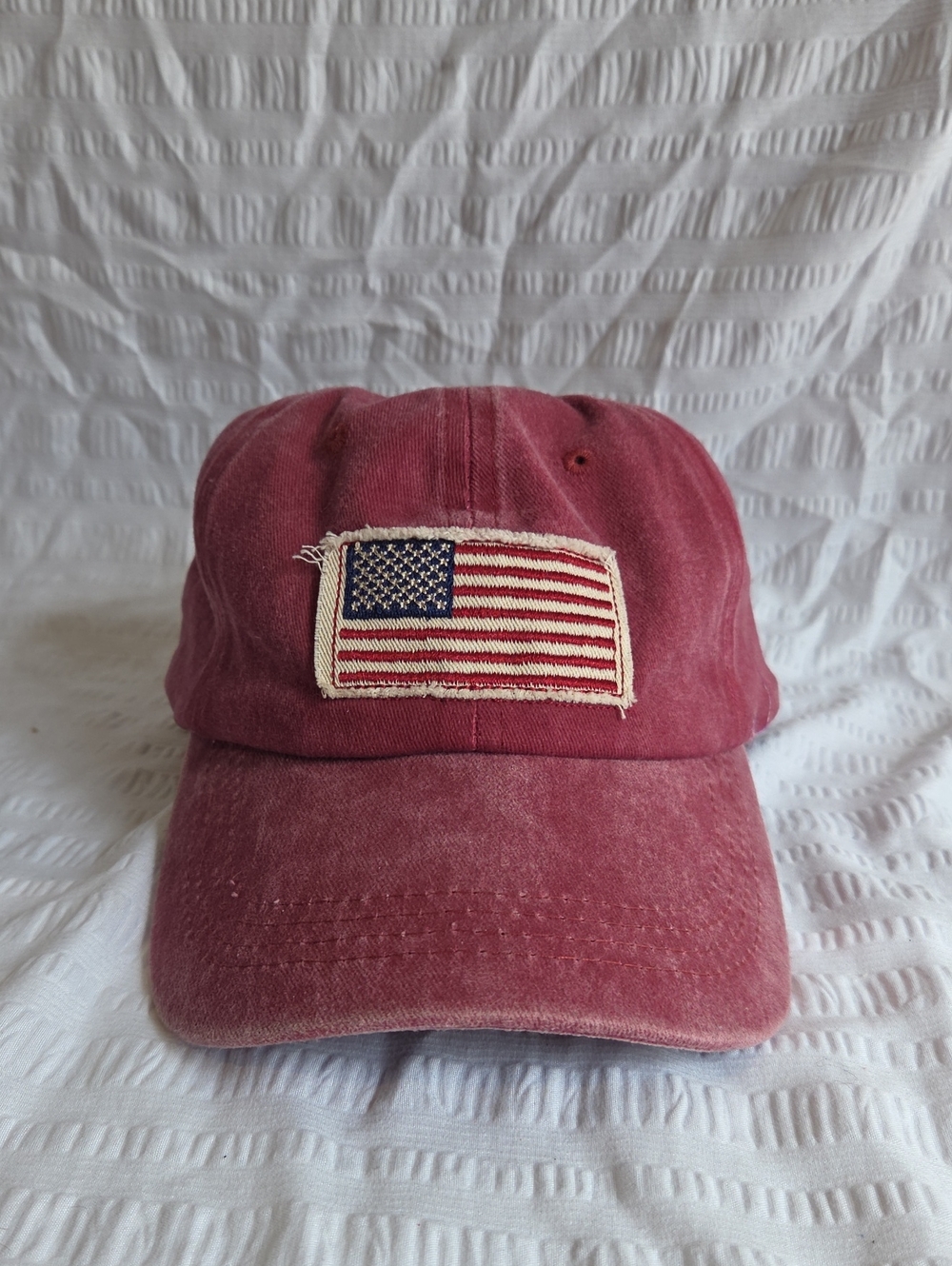 NWT Empire Cove Washed Vintage USA American Flag Baseball Dad Cap Hat Burgundy